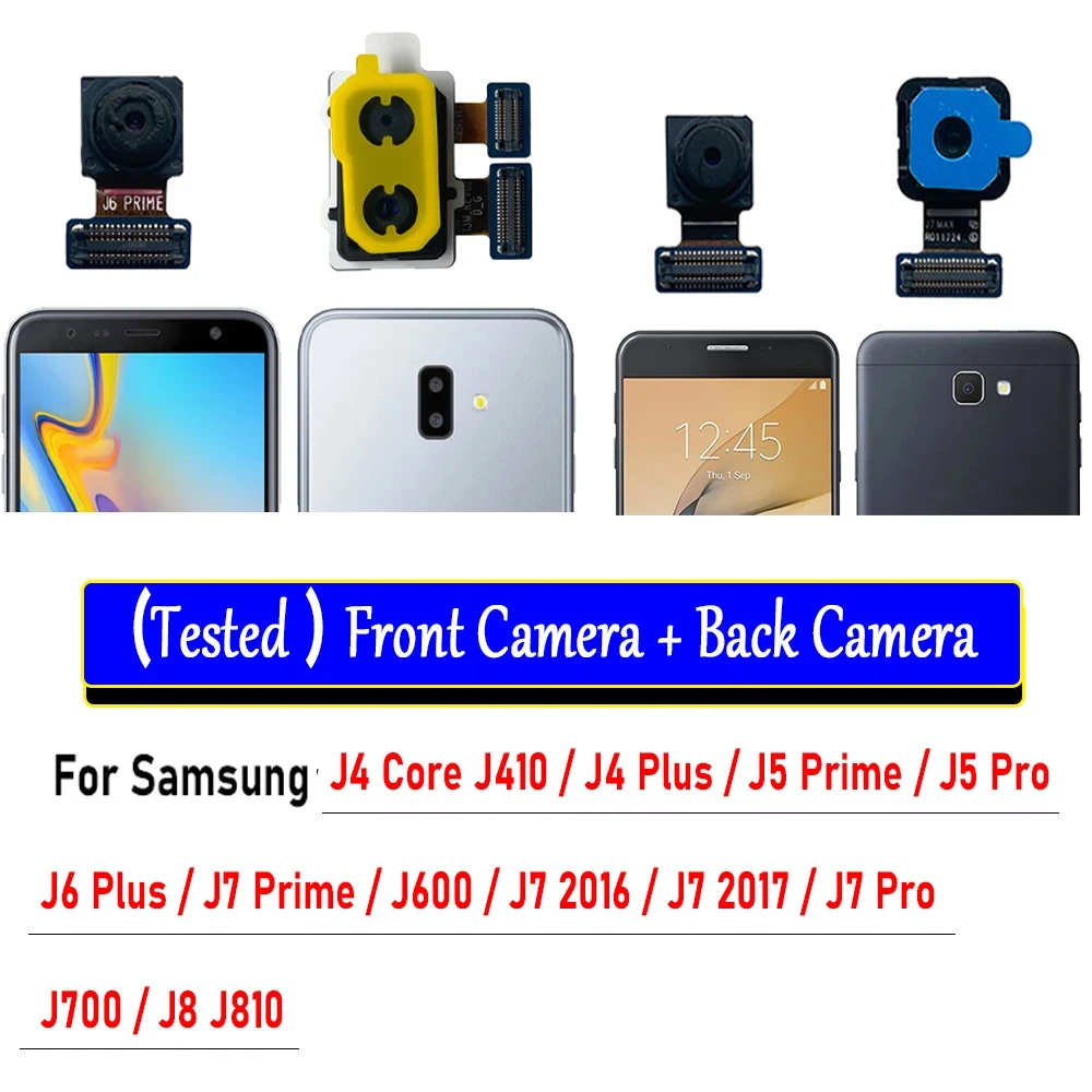 Tested Replace For Samsung J4 Core J5 J7 Prime Pro J6 Plus Back Big Main Camera Module And Front Small Camera Module Flex Cable