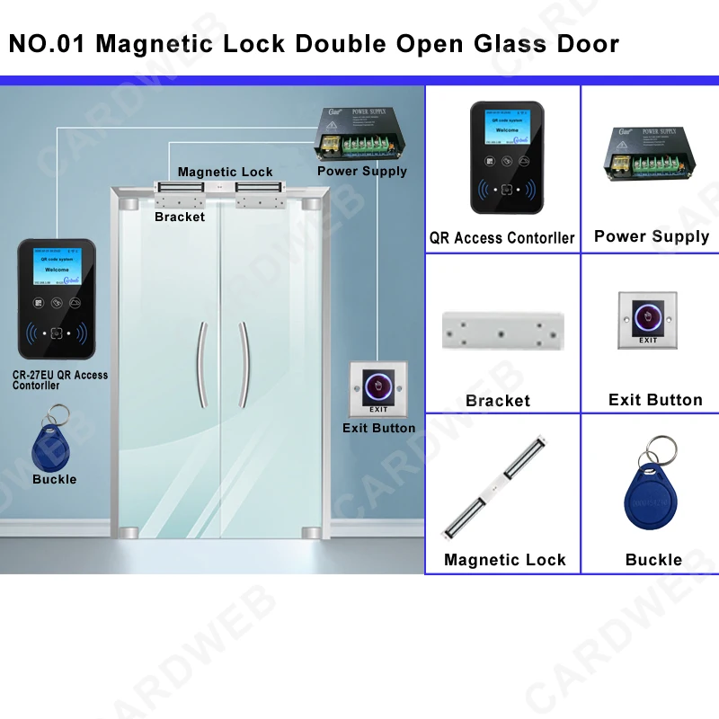 Pengontrol Akses Pintu Jarak Jauh dengan Layar Tampilan WiFi TCP/IP Data Cloud yang Dapat Disesuaikan, Pembaca QR NFC RFID, dan Kode Batang QR
