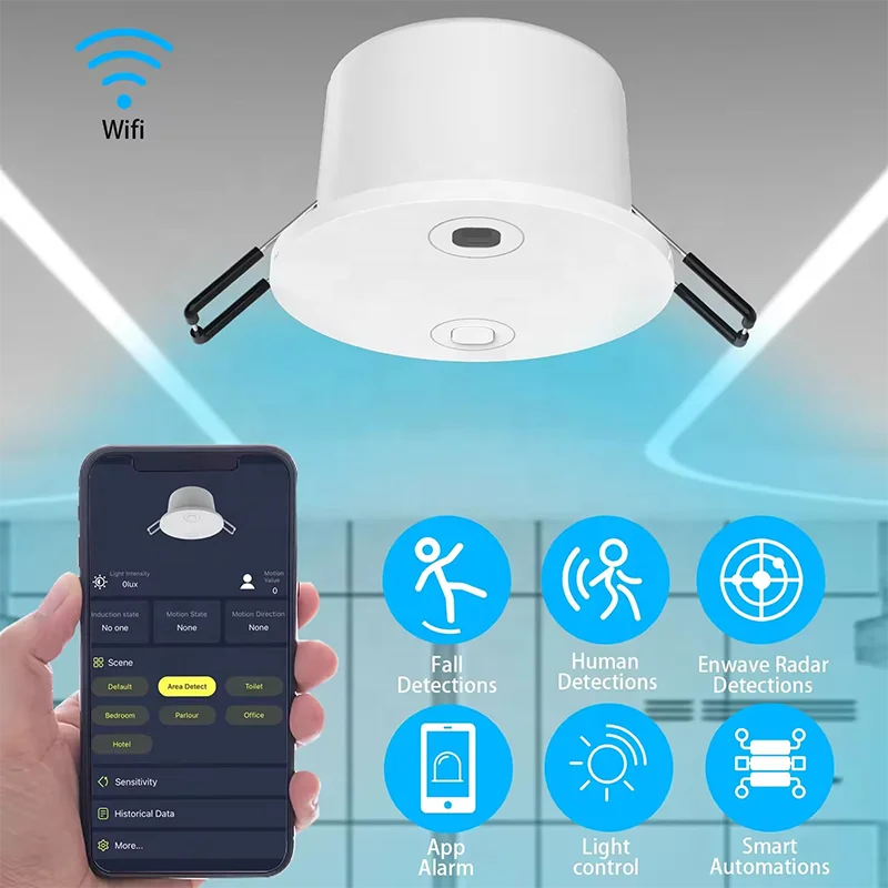 60GHz Millimeter Wave Human Fall Detect radar 110-220V Ceiling Mounted Tuya Wi-Fi Zigbee radar