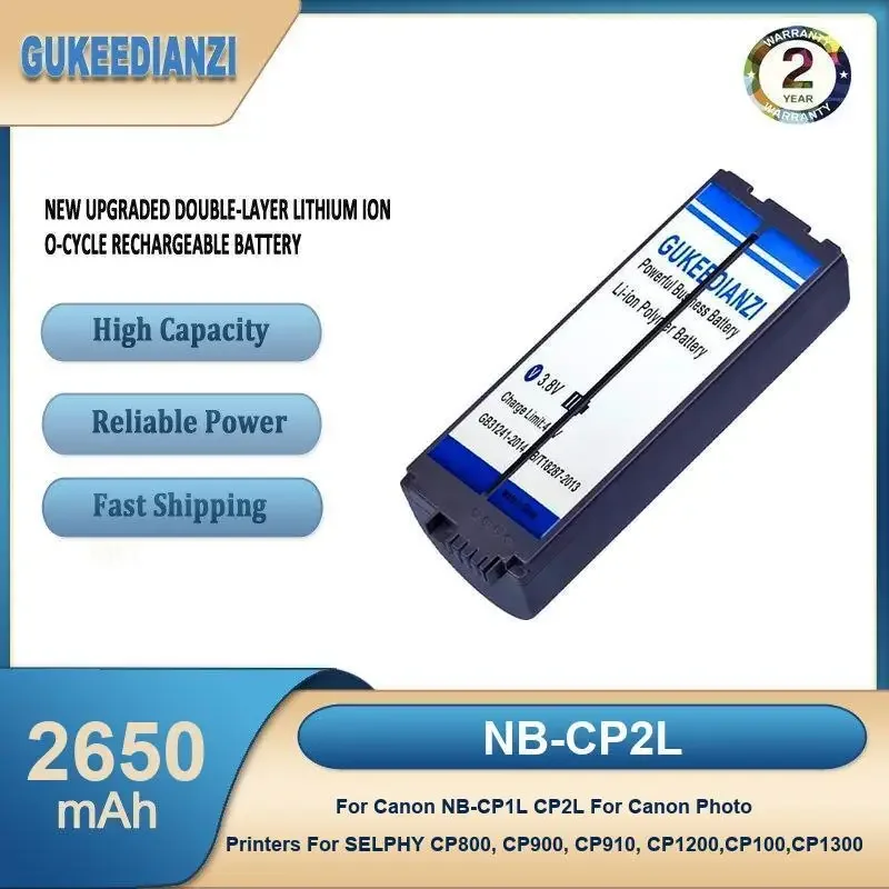 

NB-CP2L 2650mAh Photo Printer Battery For Canon NB-CP1L CP2L Photo Printers For SELPHY CP800 CP900 CP910