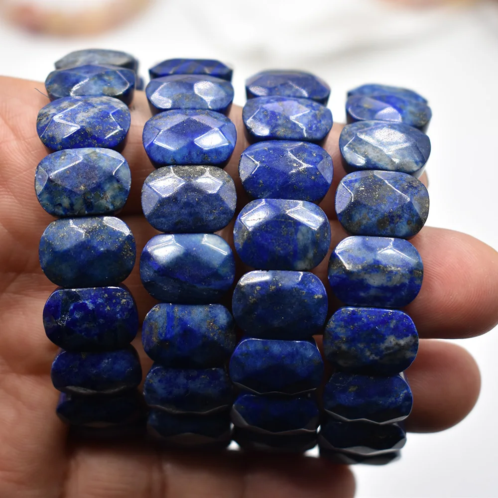 Wholesale 4pcs/lot Cut  faceted Beads 11x15mm Natural lapis lazuli Beads Bracelet Gemstone Jewelry for Women for Men for Gift