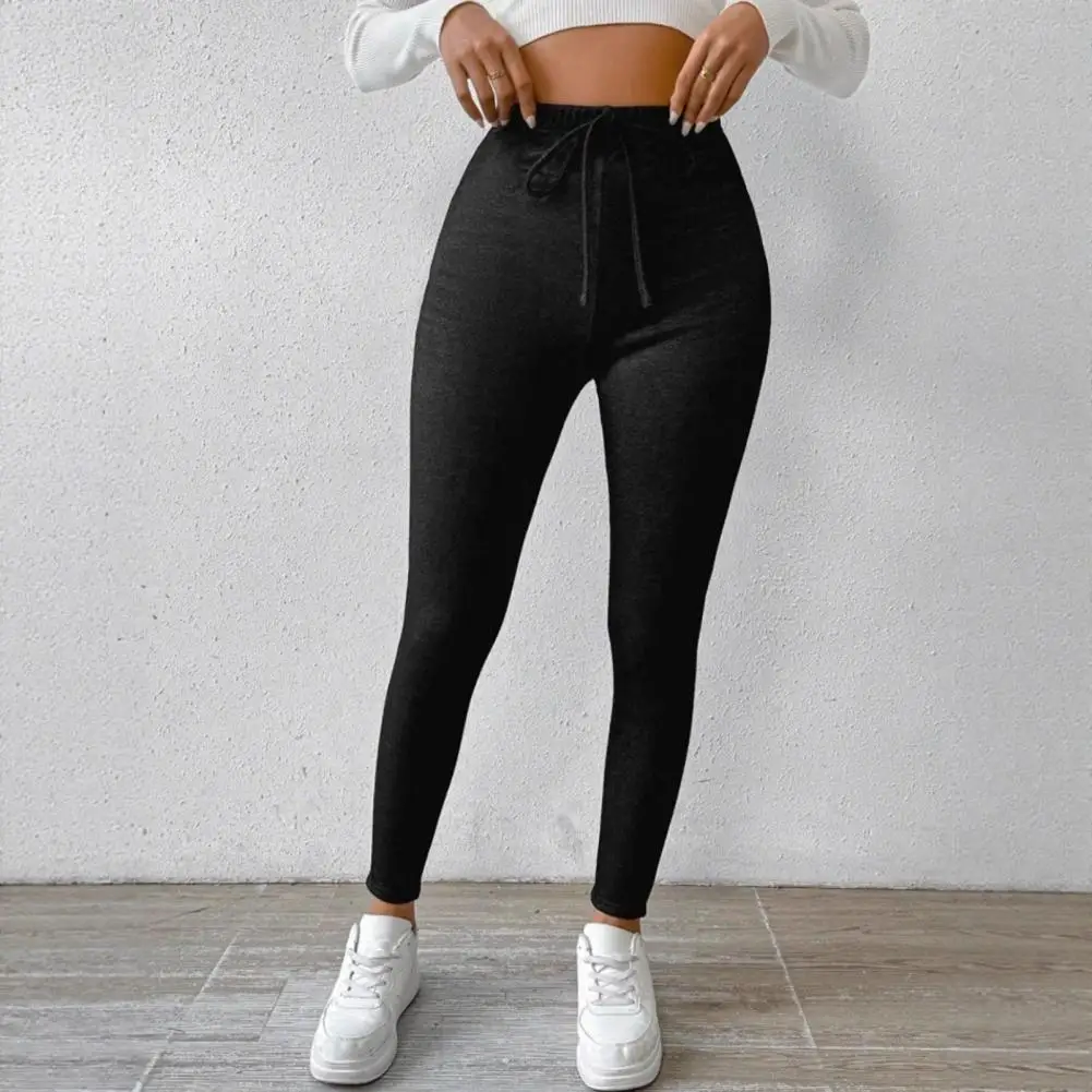 Women Leggings Stretchy Pencil Pants Women’s High Waist Pencil Pants Velvet Lined Thickened Warm Leggings Imitation Jeans
