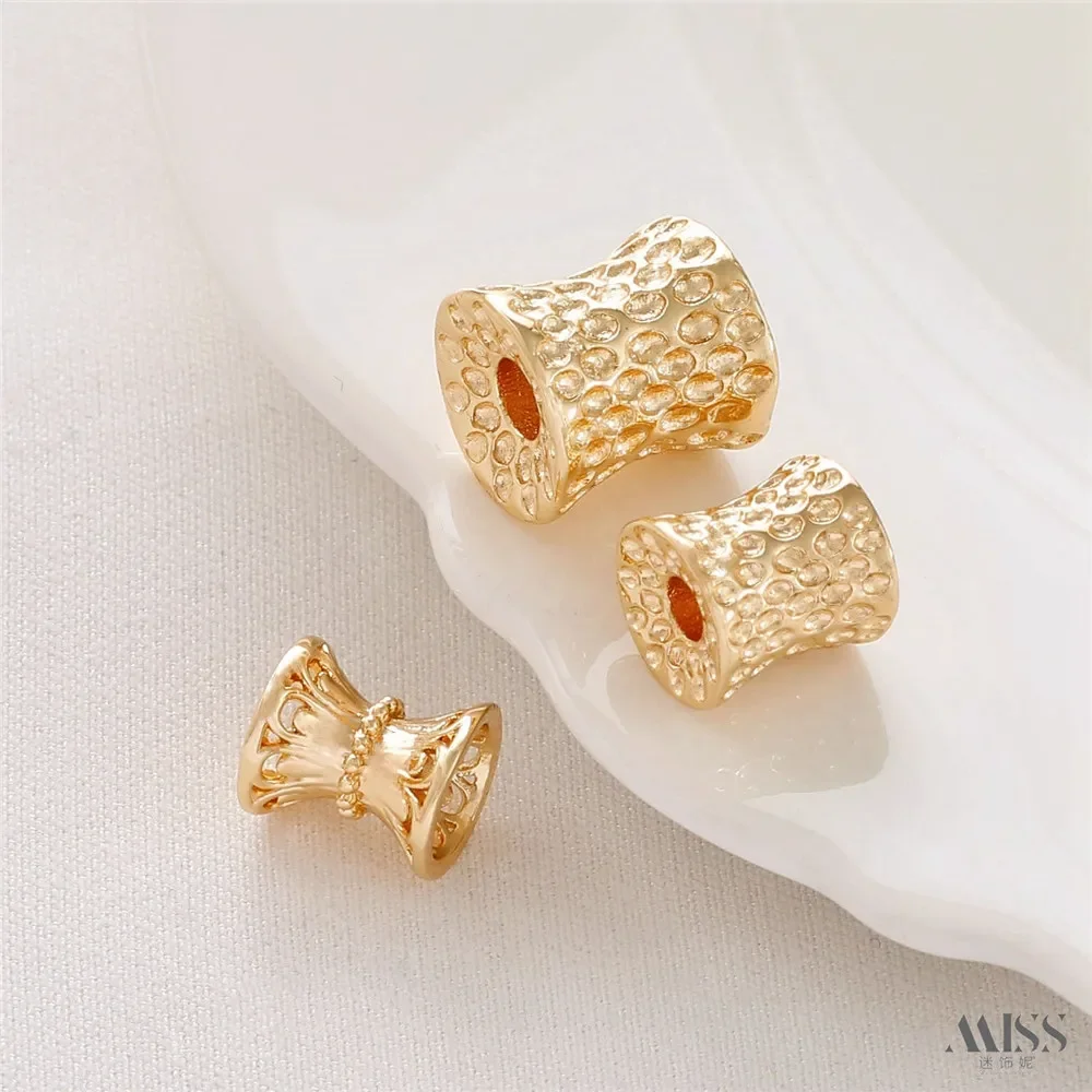 14K Gold-wrapped Color Crater Point Pitting Concave Surface Thin Waist Bead Diy Small Waist Beaded Jewelry Accessories