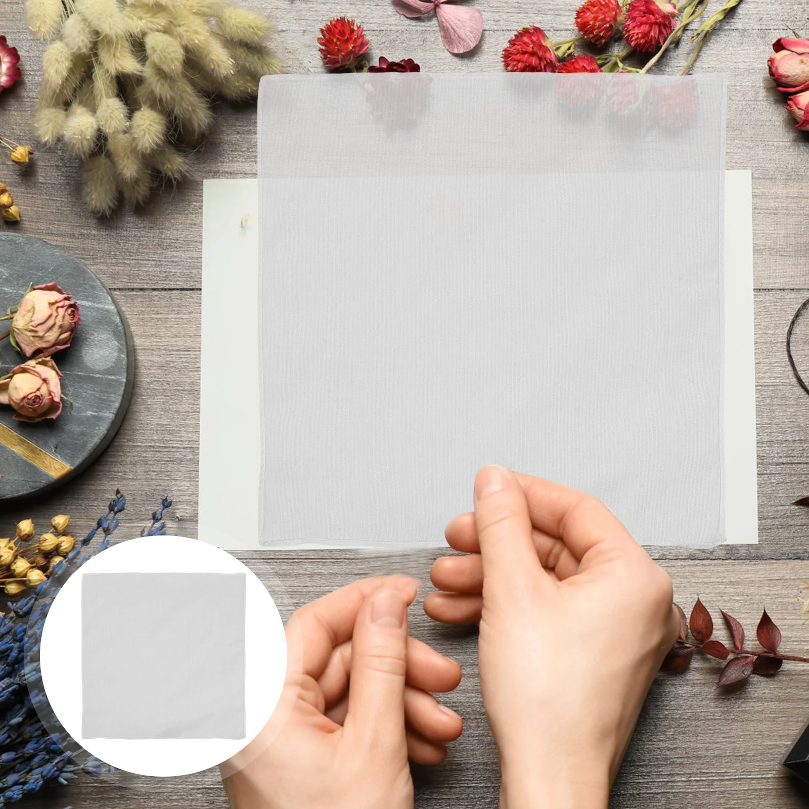 

10Pcs DIY Flower Pressing Kit Plant Dyeing Cotton Fabrics White Craft Squares for Artistic Textile Design Tie Dye Supplies