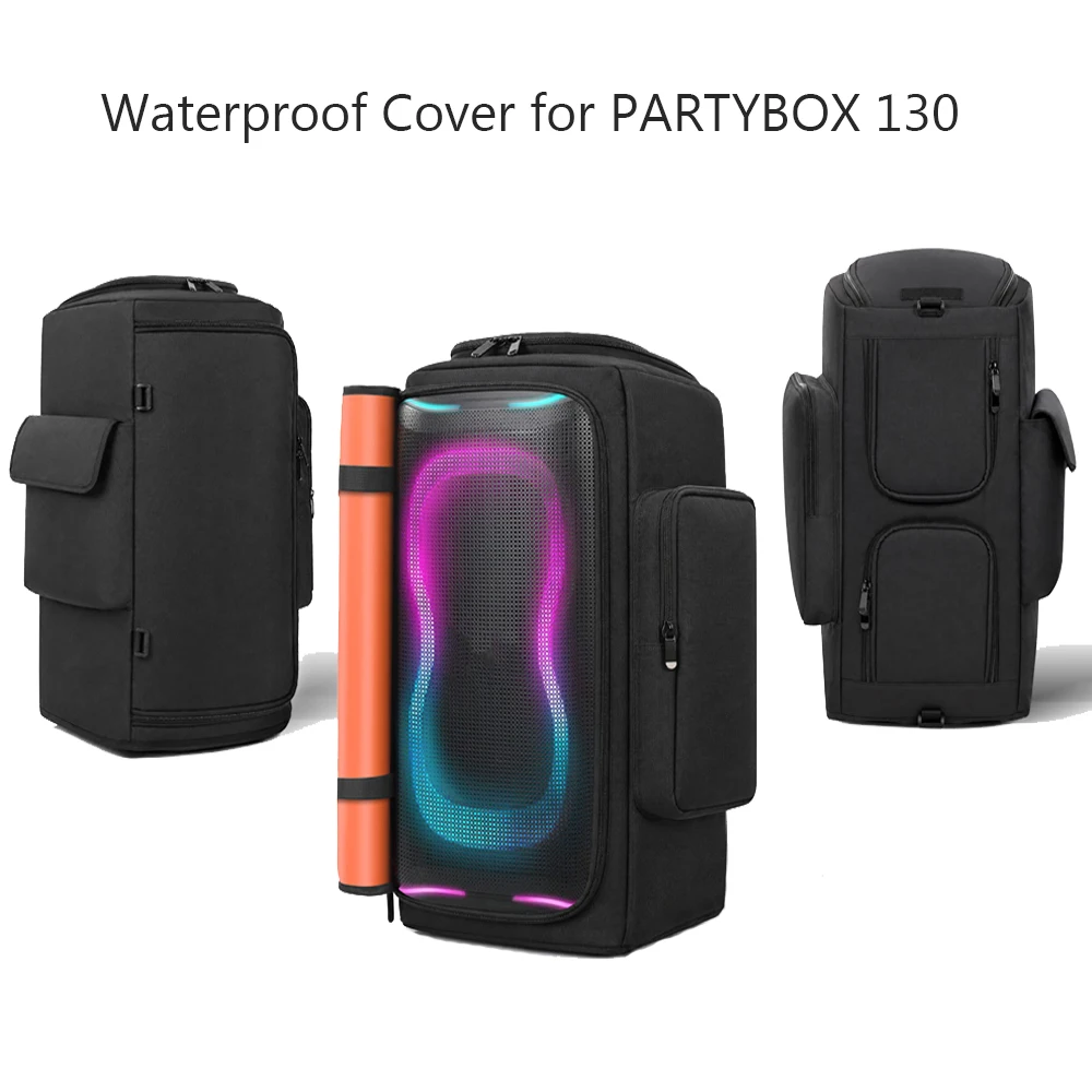 Waterproof Dustproof Speaker Cover Protective Sleeve for JBL PARTYBOX 130 Bluetooth-Compatible Speaker with Side Storage Pocket