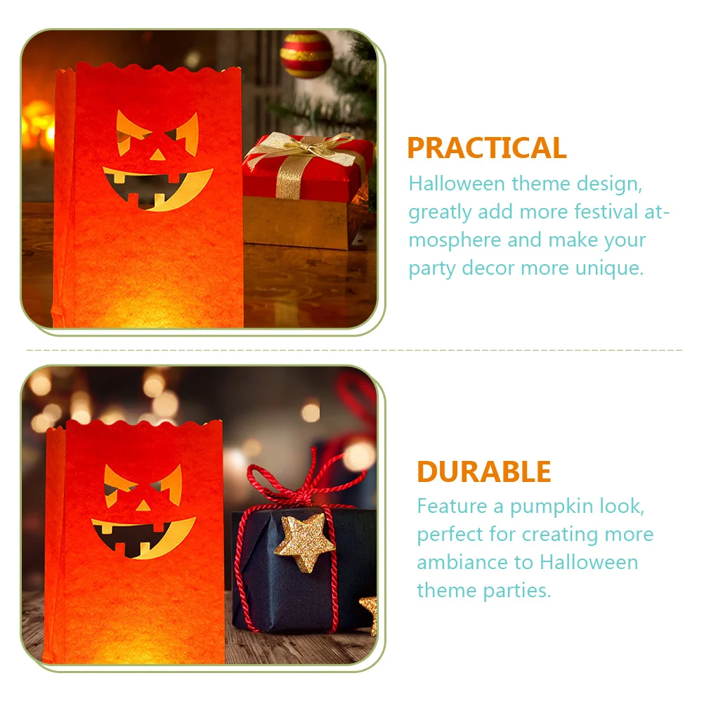 

24pcs Pumpkin Luminary Retardant Pumpkin Luminary Bags Halloween Decorations Paper Lanterns Safe C Bags for Party