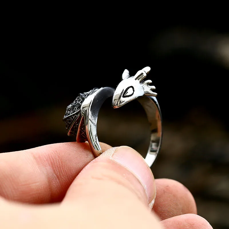 BEIER 2022 New Fashion Dragon Ring Pterosaurs Sword Ring Flying Dragon With Wings For Men Women