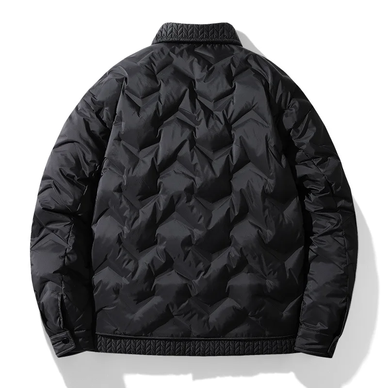 Men's Casual Cotton Jacket Autumn Winter Warm Parkas Label Warm Fashion Patchwork Wheat Ear Decoration Leisure Coat Men Clothes