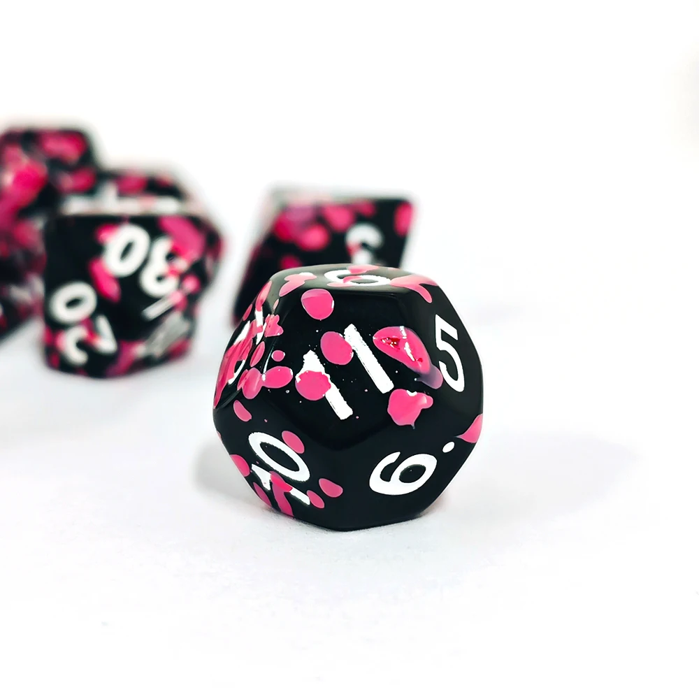 متعدد السطوح الوردي ترشيش الاكريليك 7 قطعة D20 D12 D10 D00 D8 D6 D4 مجموعة نرد ل DND RPG TRPG ألعاب المنزل نادي الاطفال اللعب التبعي #6