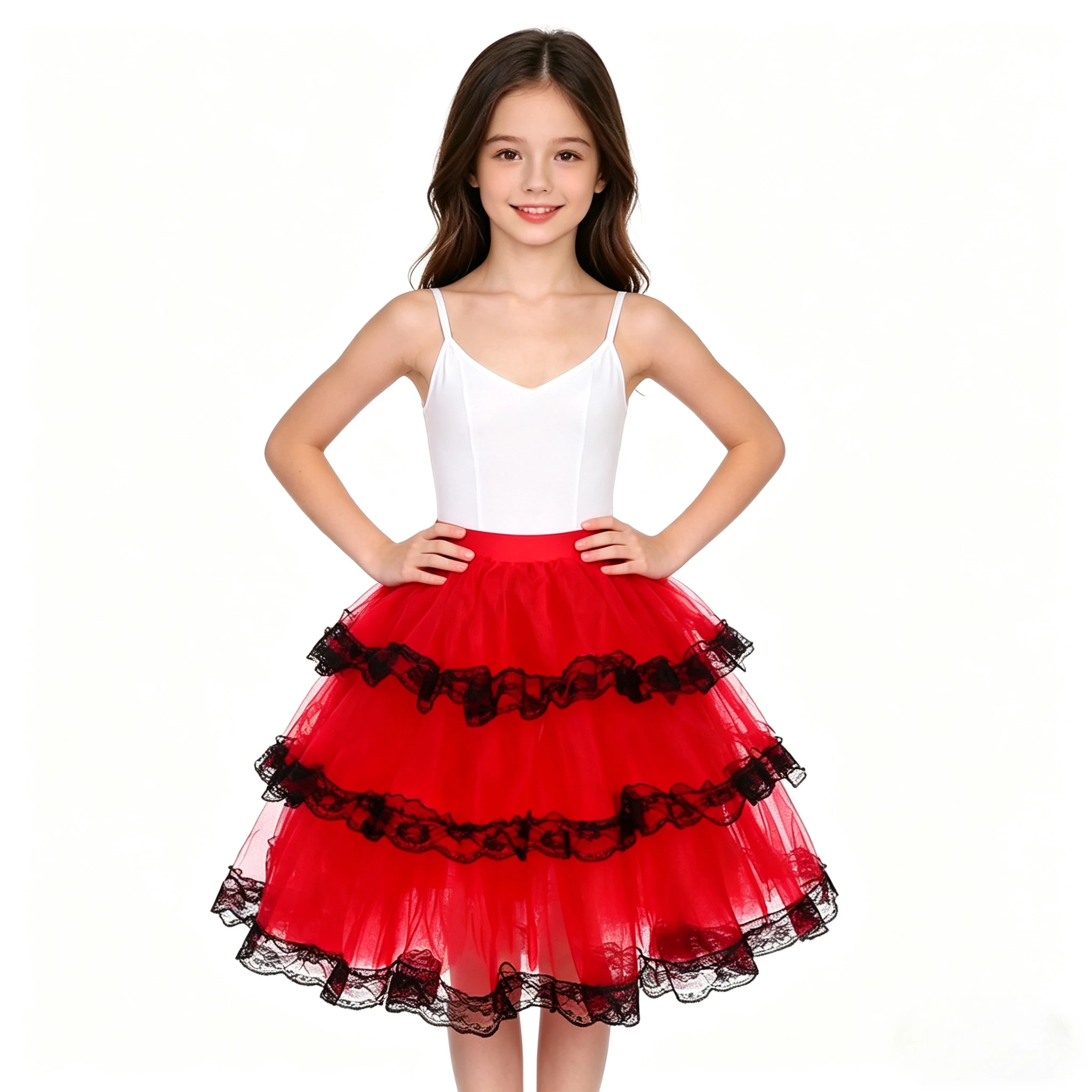プロのバレエチュチュ、女の子用プリンセスチュールスカート（ストラップ付き）、女の子用パフォーマンスウェア、練習用スカート