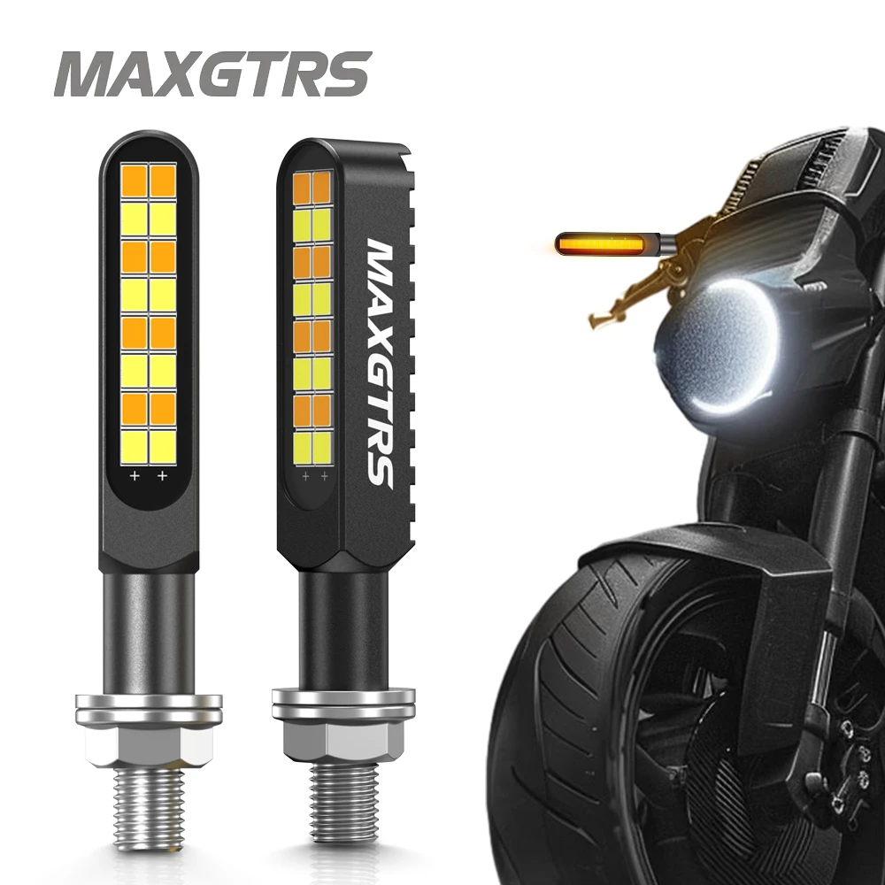 

2Pcs Motorcycle Turn Signals Lights 12 Leds Water Flowing Indicator Arrow Blinker Lamps DRL For Kawasaki Honda Yamaha Suzuki