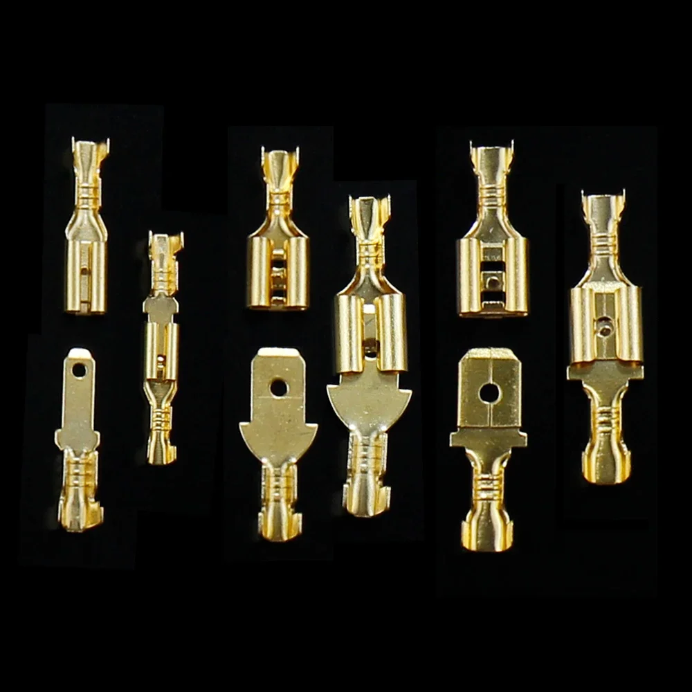 200 قطعة 2.8/4.8/6.3 مللي متر أنثى/ذكر محطات المجرف موصلات الأسلاك محطات تجعيد تجعيد مع أكمام عازلة شفافة