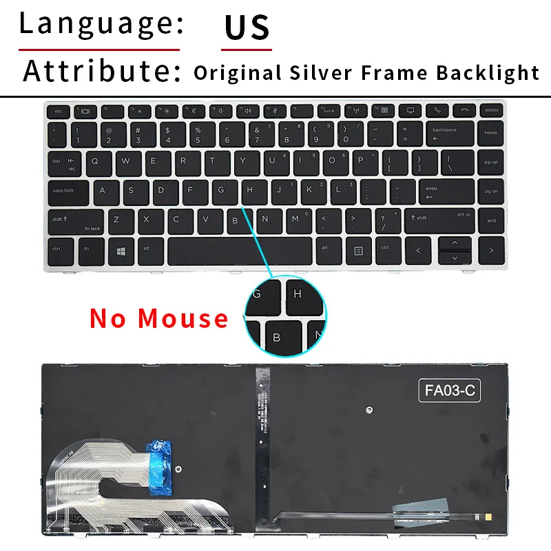 Imagem -04 - Teclado Retroiluminado para hp Elitebook Eua e Rússia Novo Layout dos Eua 745 g5 840 g5 846 g5 840 g6 Zbook 14u g5 14u g6