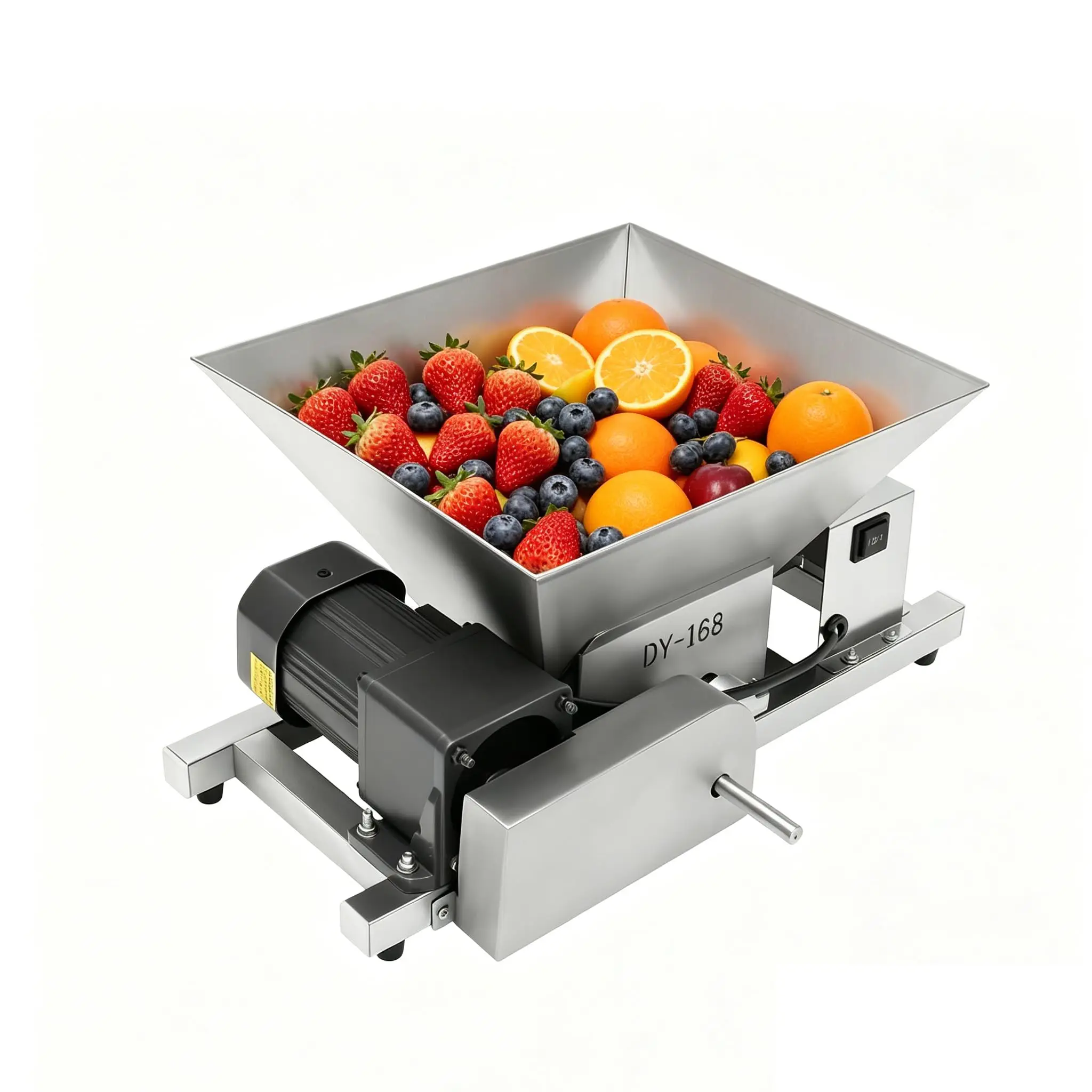 Electric Fruit Crusher 60W Pure Copper Motor - 44LBS/H Stainless Steel Fruit Grinder with 1.06GAL Capacity, Forward &