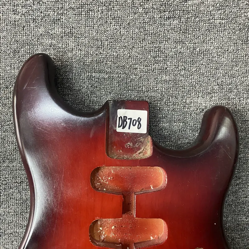 DB708 SSH Pickups in Solid Wood Unfinished ST Guitar Body Red Color Graphics Design on Top of Body for DIY