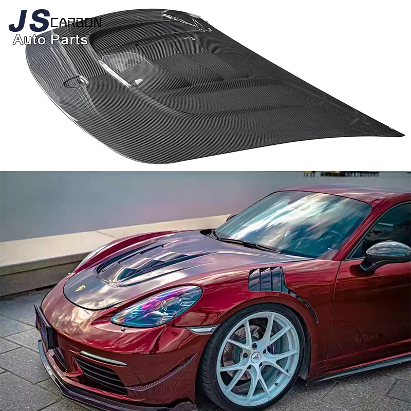 For Porsche 718 Boxster Cayman Carbon fiber Hood engine cover carbon fiber cover engine cover Replace the installation body kit