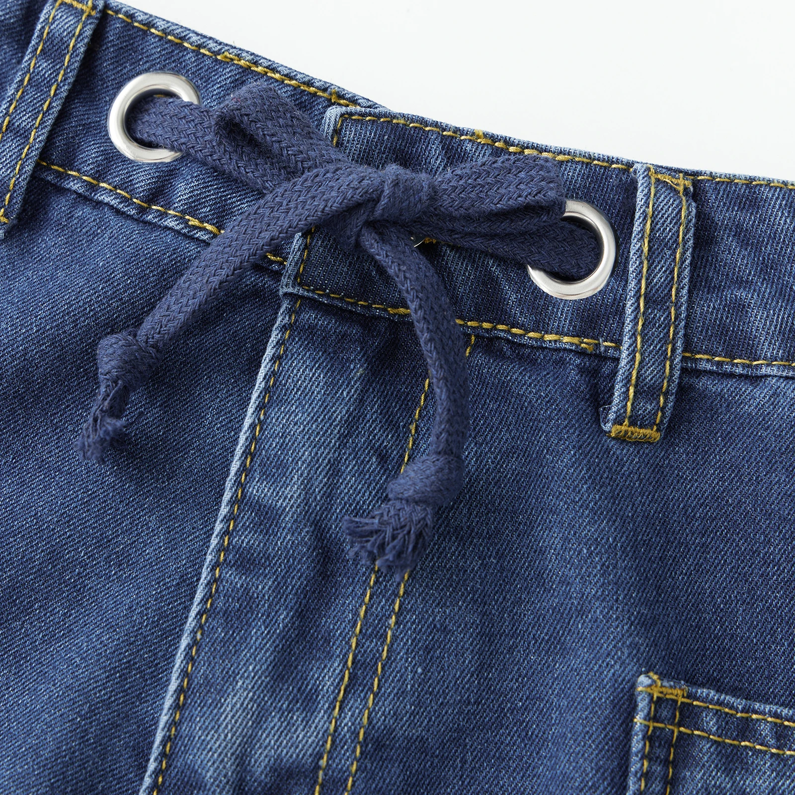 Pantaloncini di jeans con fasciatura estiva con lacci da donna vintage Pantaloncini di jeans streetwear a gamba larga con tasche