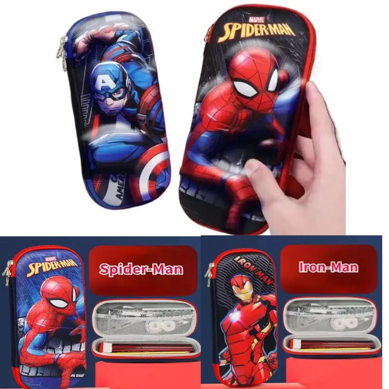 Cartoon Movie Peripheral Marvels Large Capacity Pencil Case Spider-Man Captain America Student Supply Birthday Gift