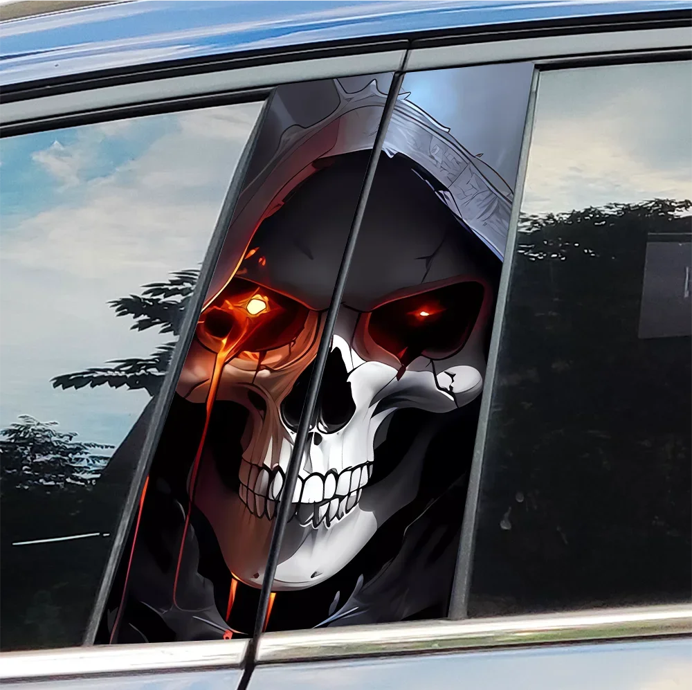 

Terrible Skull Car Stickers Car B-pillar Vinyl Decals Waterproof Auto Center Pillar Sticker Cover Scratches Vehicle Decor Cover