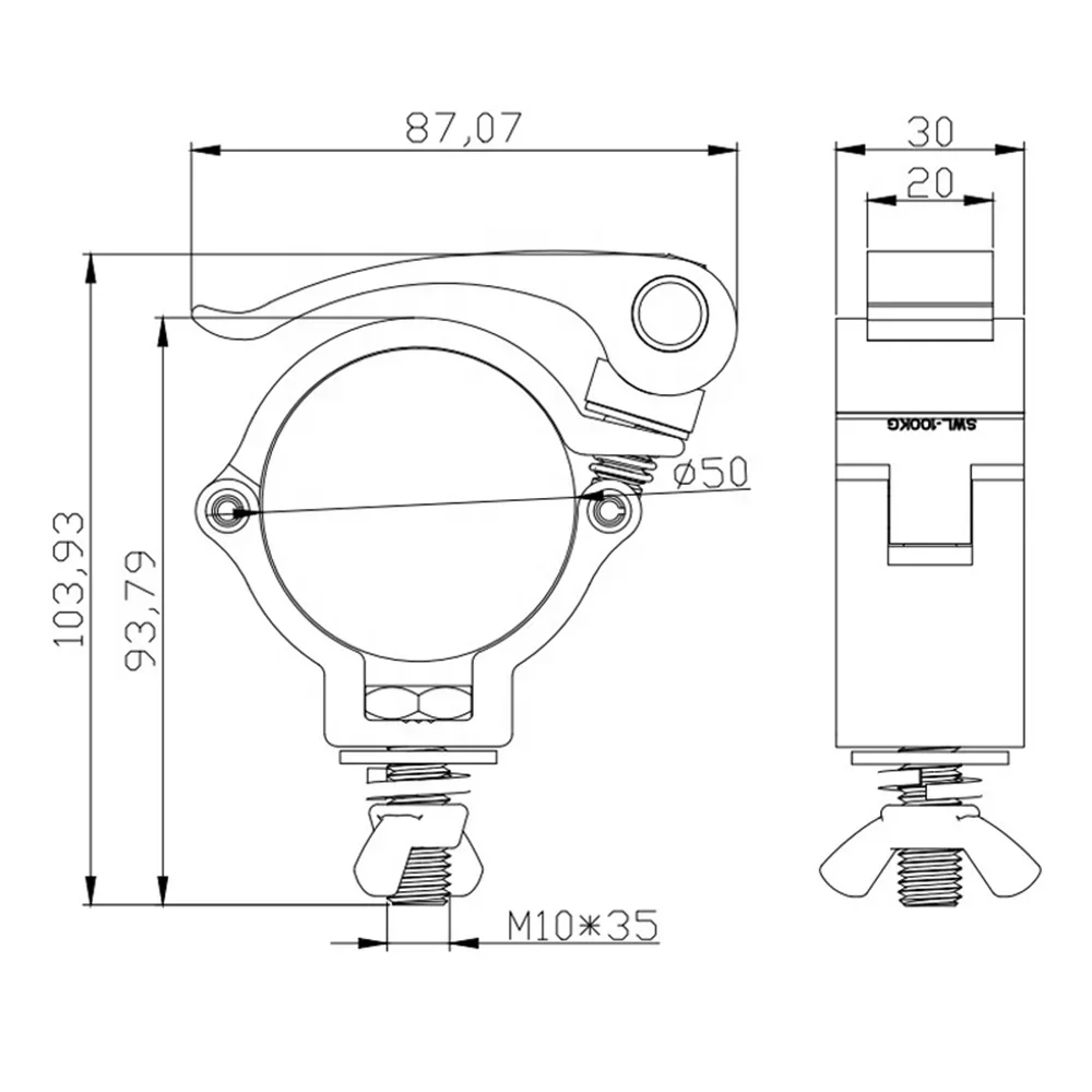 Aluminum 100kg Quick Locks Rigging Stage Light Pipe Tube Bar Truss Clamp Mini 360 Round Tube Clamp