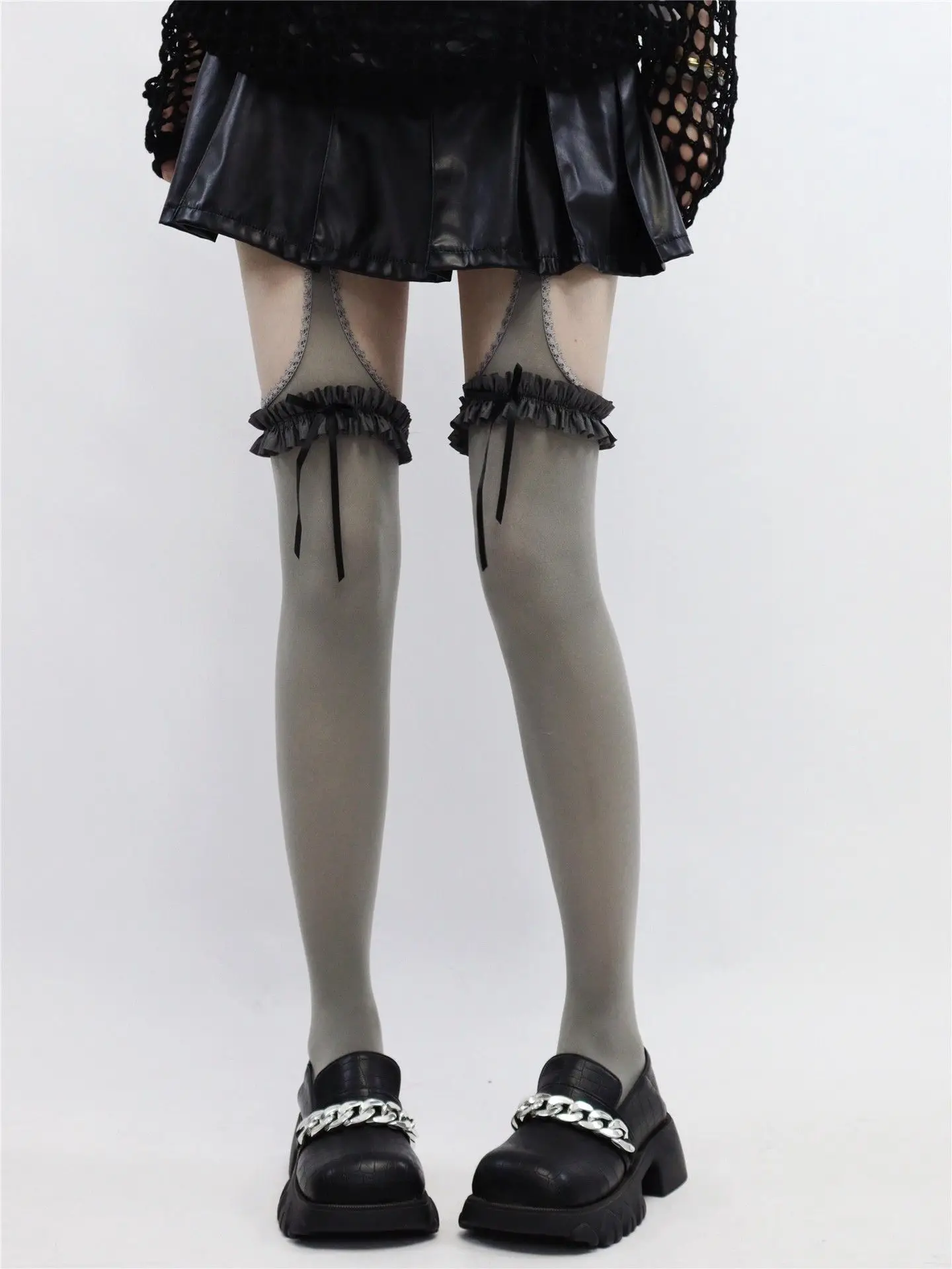 Subculture Gothic Lolita Sexy Thin Pants Long Tube Leg Warmers Y2k Kawaii Girl Autumn Harajuku Vintage Chic Basic Pants