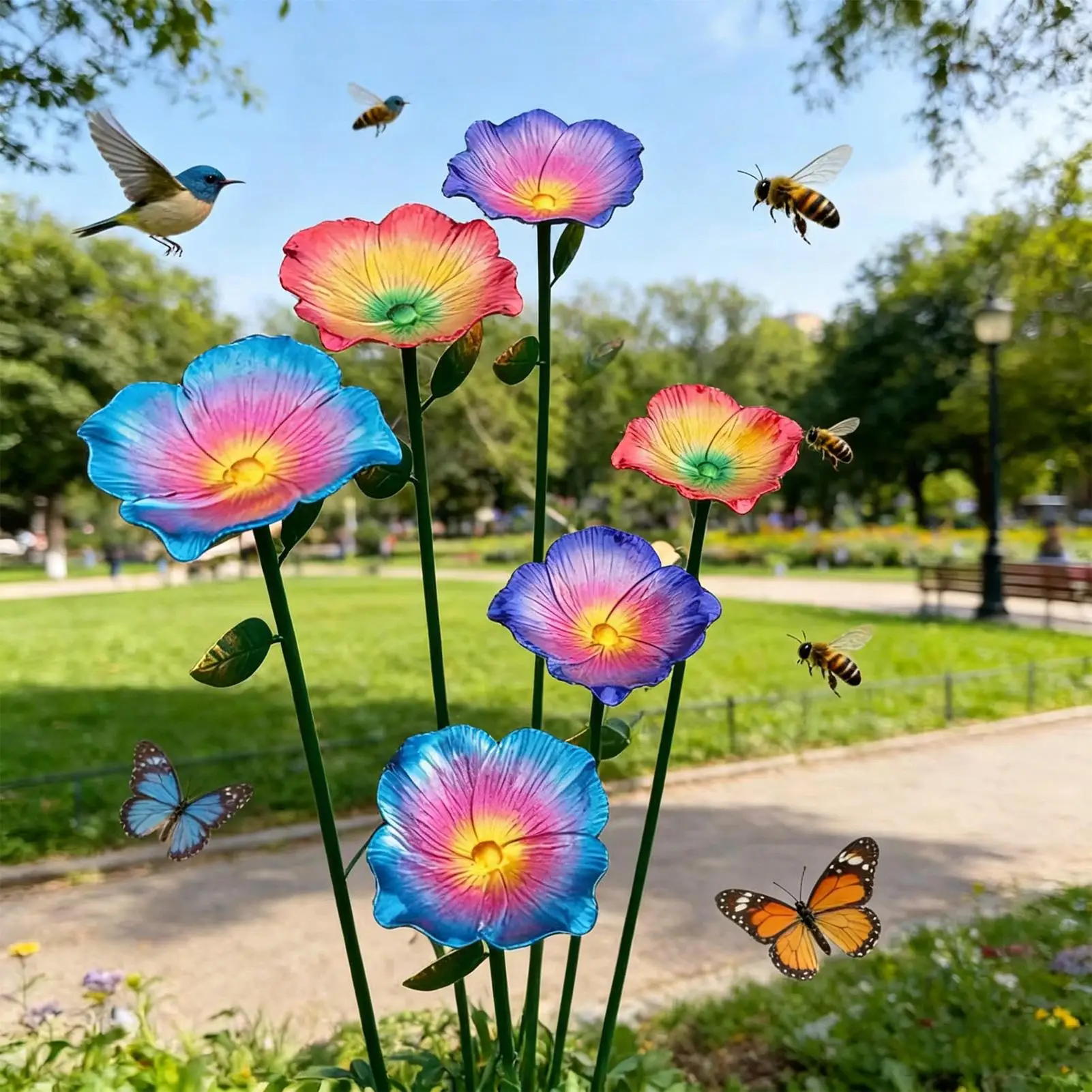 Bee Watering Station Flower Shaped Garden Butterfly Water Feeder Outside Hummingbird Drinking Station For Outdoor Backyard Porch