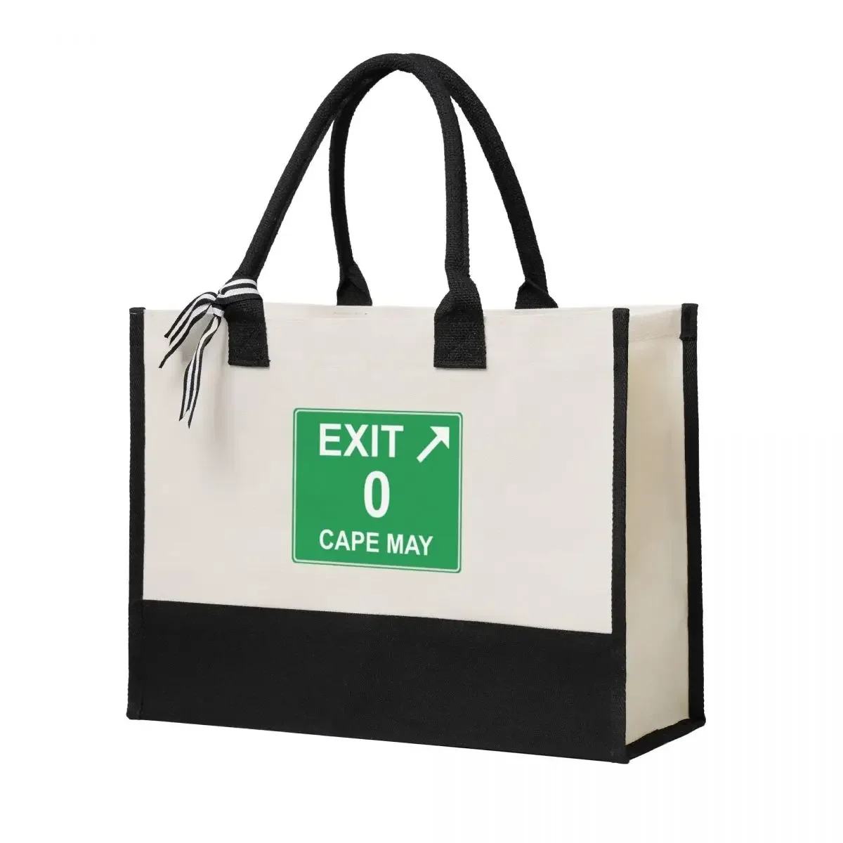 Canvas Gift Shopping Bag Exit 0 - Cape May Exit Sign Canvas Large Capacity Bag Customizable Quality Gifts