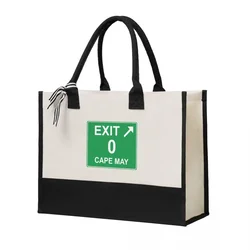 Canvas Gift Shopping Bag Exit 0 - Cape May Exit Sign Canvas Large Capacity Bag Customizable Quality Gifts