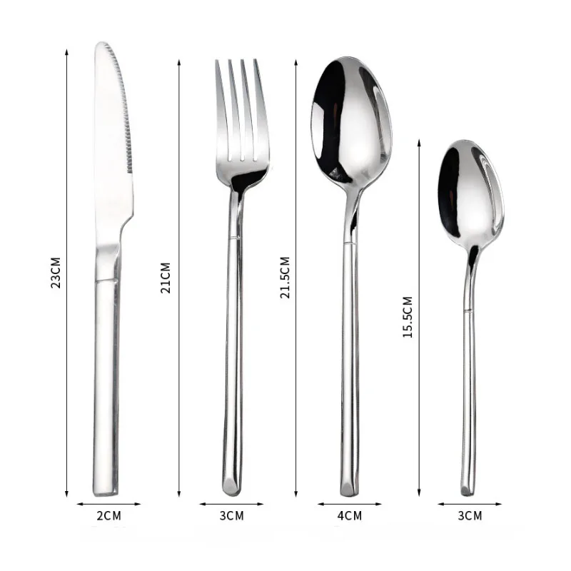 Cutlery Set 304 Stainless Steel Thin Tableware Mirror Knife Fork Spoon Dishwasher Safety Western Dinner Set for hotels