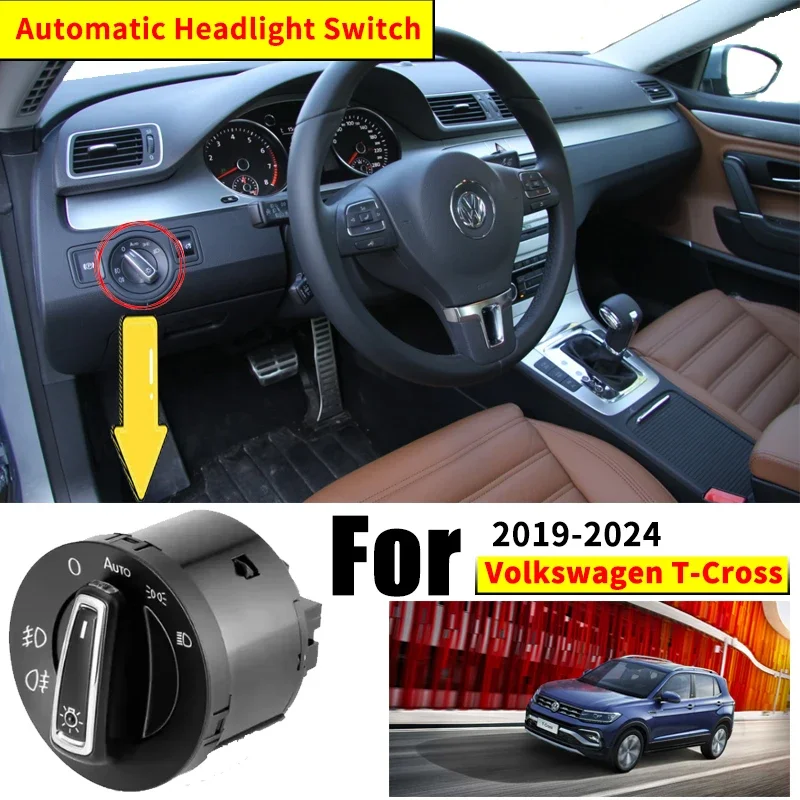 For Volkswagen T-Cross VW Taigun 2019~2024 2019 2020 2021 2023 Headlight Automatic Switch Car Accessories Auto Light Modificati