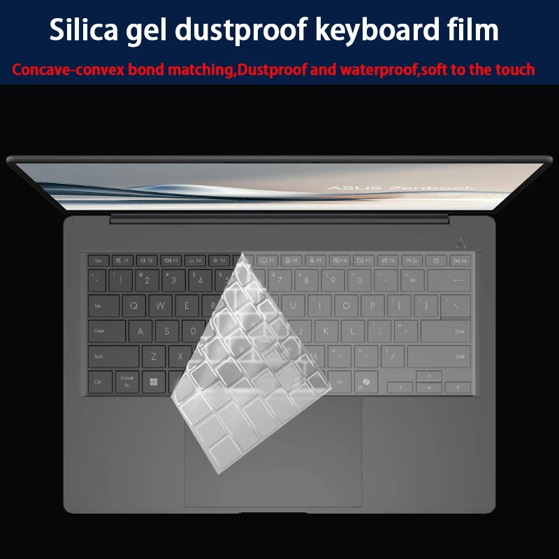 For ASUS Zenbook A14 (UX3407) Silicone Keyboard Film Laptop Screen Film High Definition Anti-Blue Light Film Toughened Film