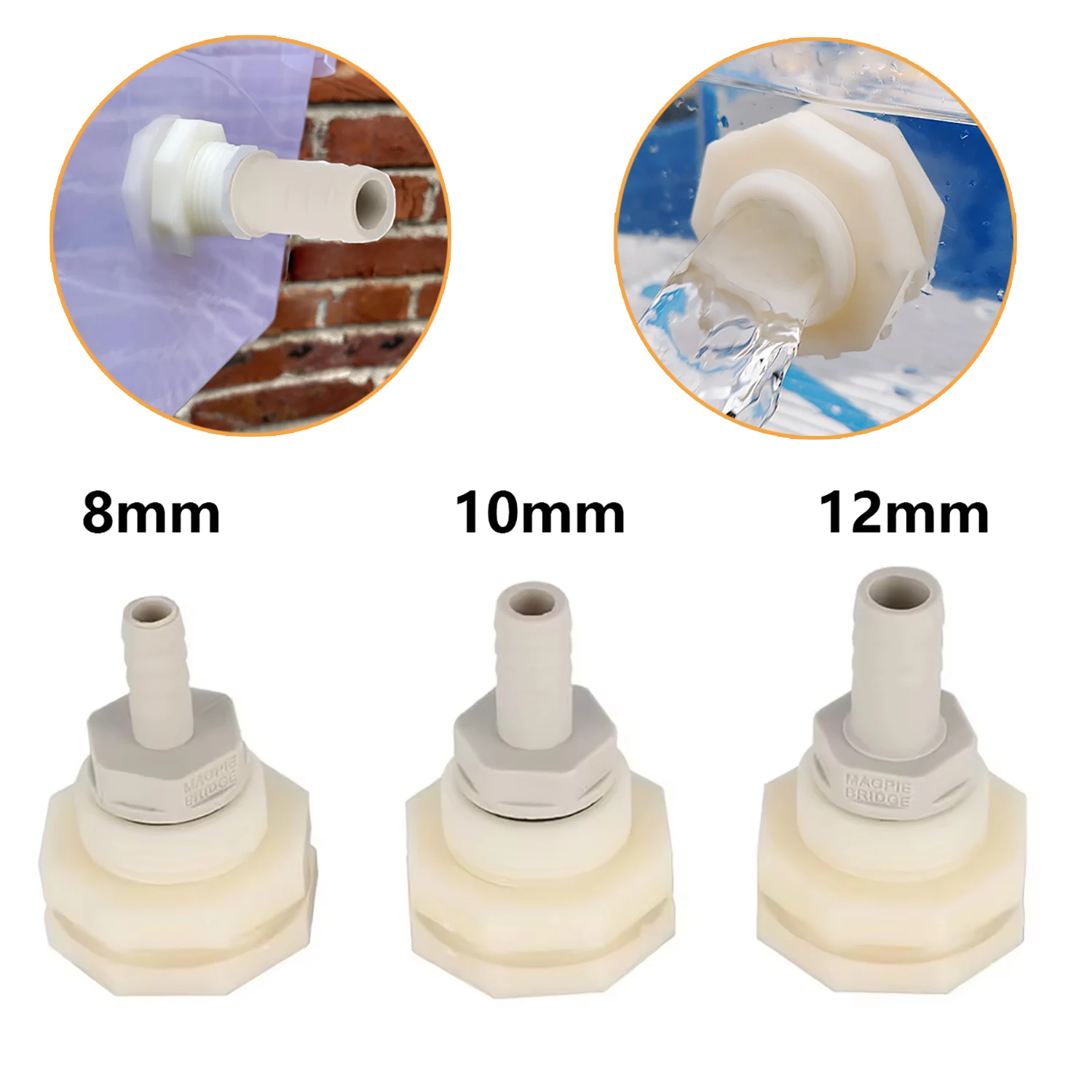 Water Tank Bulkhead Connector 8/10/12mm Barb Pipe Tail Reducing Fittings Rain Barrel Aquarium Fish Tank Water Connector