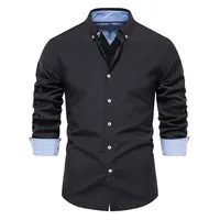 AIOPESON nueva primavera mezcla de algodón camisa Oxford para hombres de manga larga con botones camisas casuales de negocios sociales para hombres