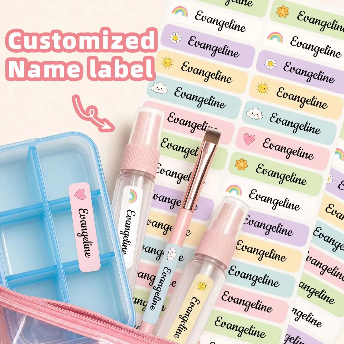 1-300PCS Custom Personalized Name Stickers, Waterproof Name Labels for Suitcases, Candy Jars, Chargers, Boxes, Storage Bins view 2