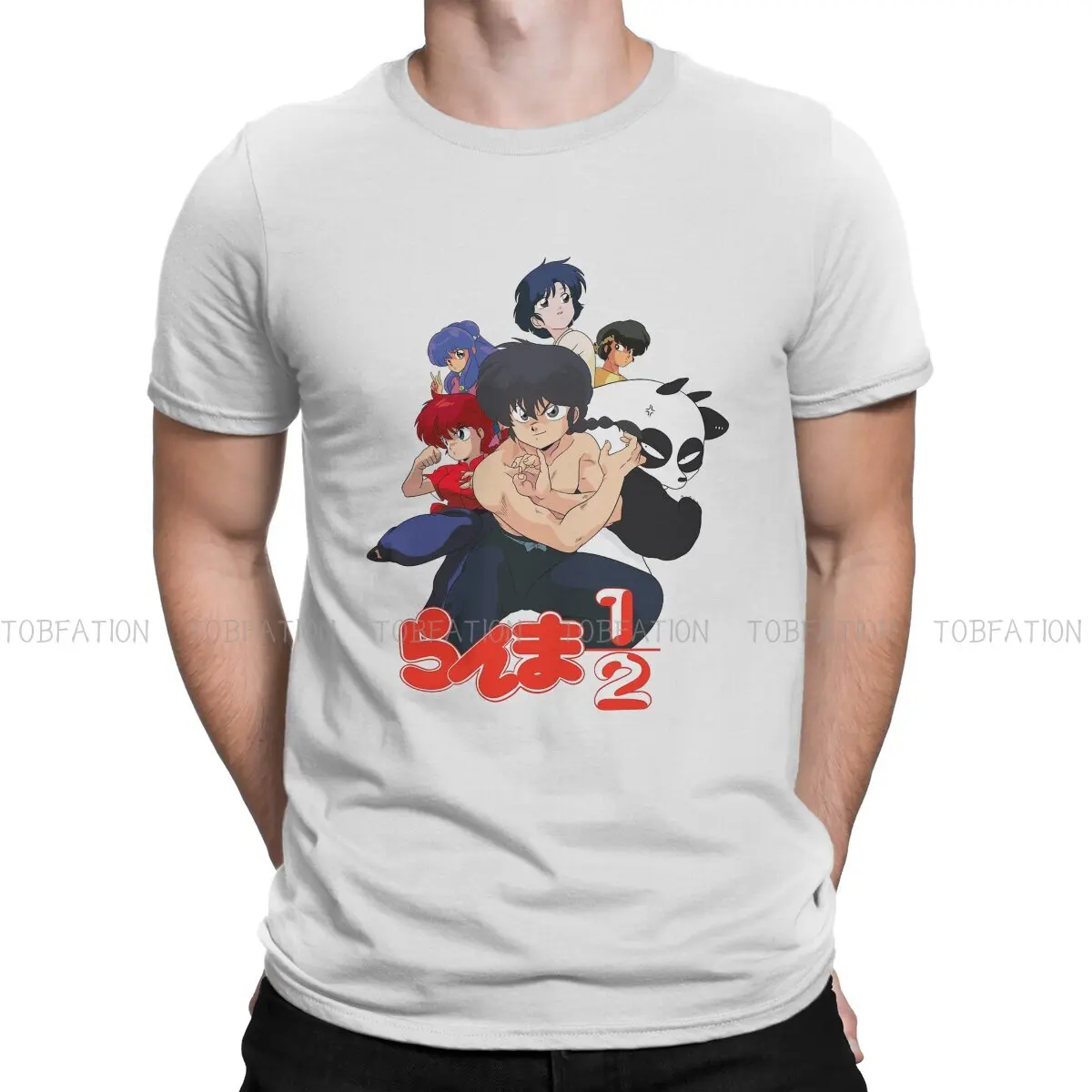 Ranma12 Amine Group Tshirt Harajuku Graphic Men's Tshirts Tops Loose Cotton O-Neck T Shirt