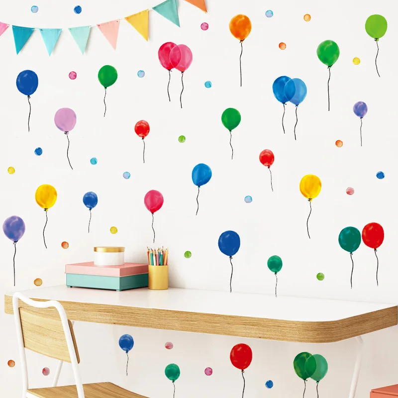 Bohemian Style Wall Stickers Watercolor Style Balloons Children's Room Wall Stickers PVC Self-adhesive Polka Dot Stickers