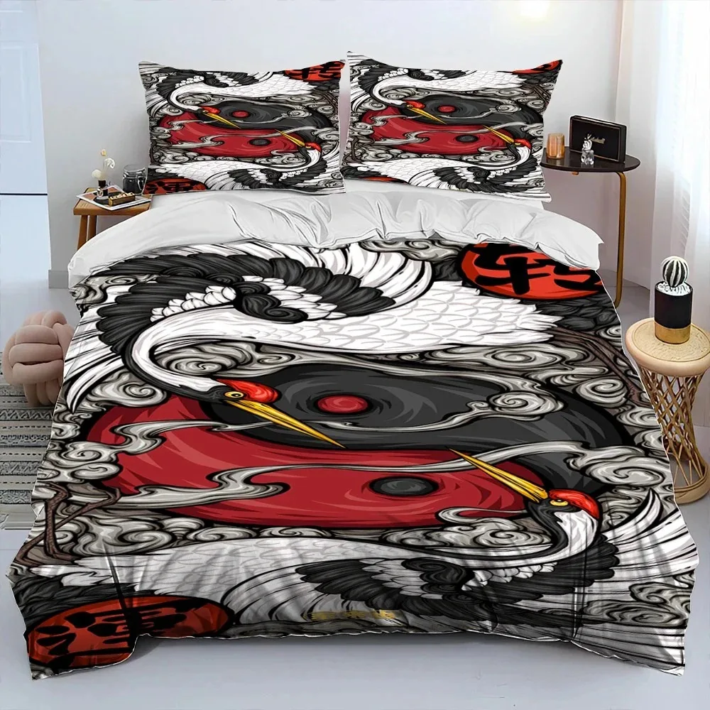 

3D Chinese Tai Chi Bagua Yin Yang Bedding Set,Duvet Cover Bed Set Quilt Cover Pillowcase,King Queen Size Bedding Set Adult Boys