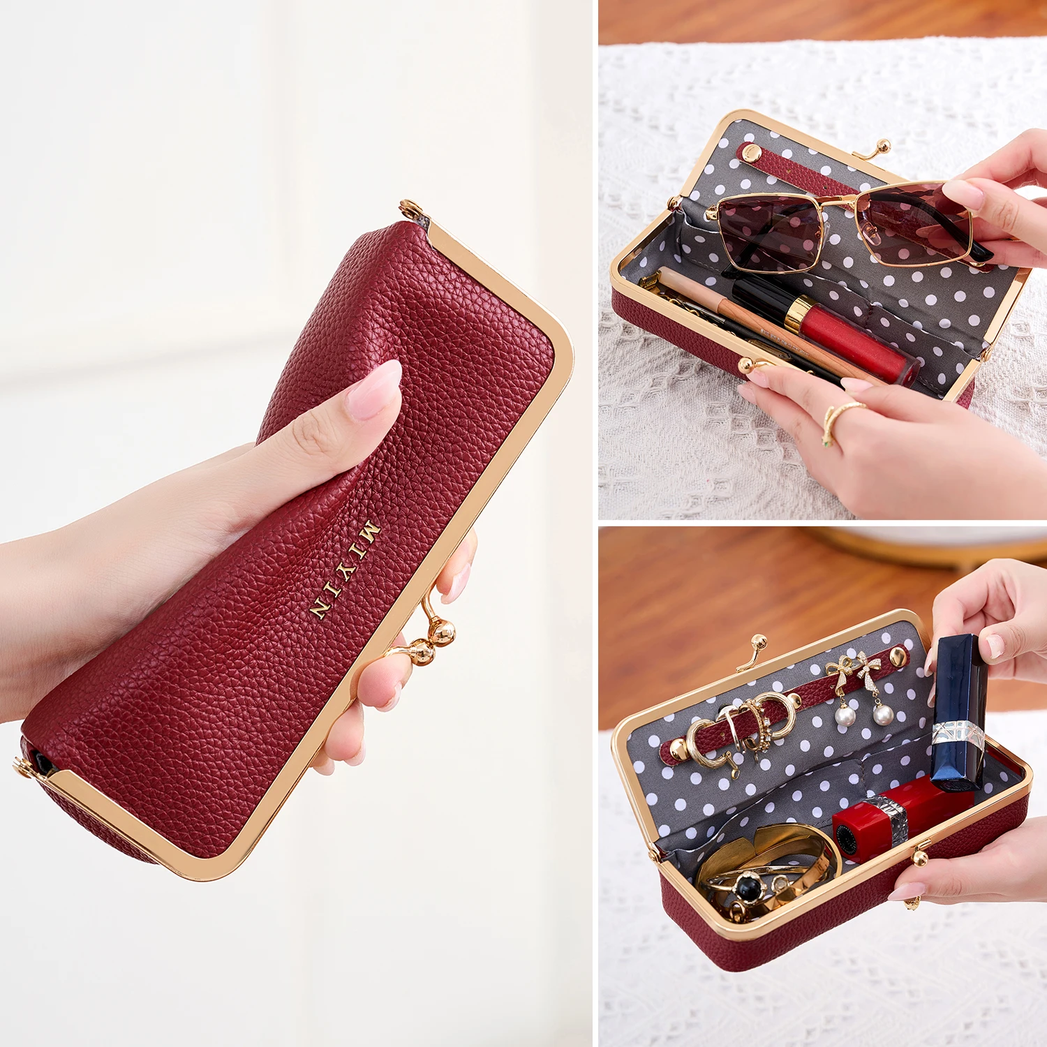 Retro womens jewelry box portable glasses storage bag fashionable jewelry lipstick watch storage bag multi-functional coin purse