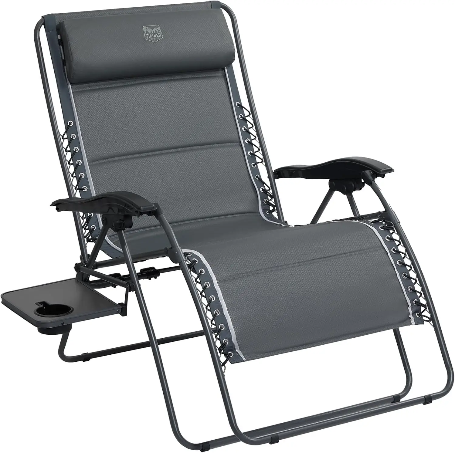 

Oversized Zero Gravity Reclining Chair with Side Table, Full Padded Lounge Chair for Outdoor Patio, Supports 500lbs, Grey
