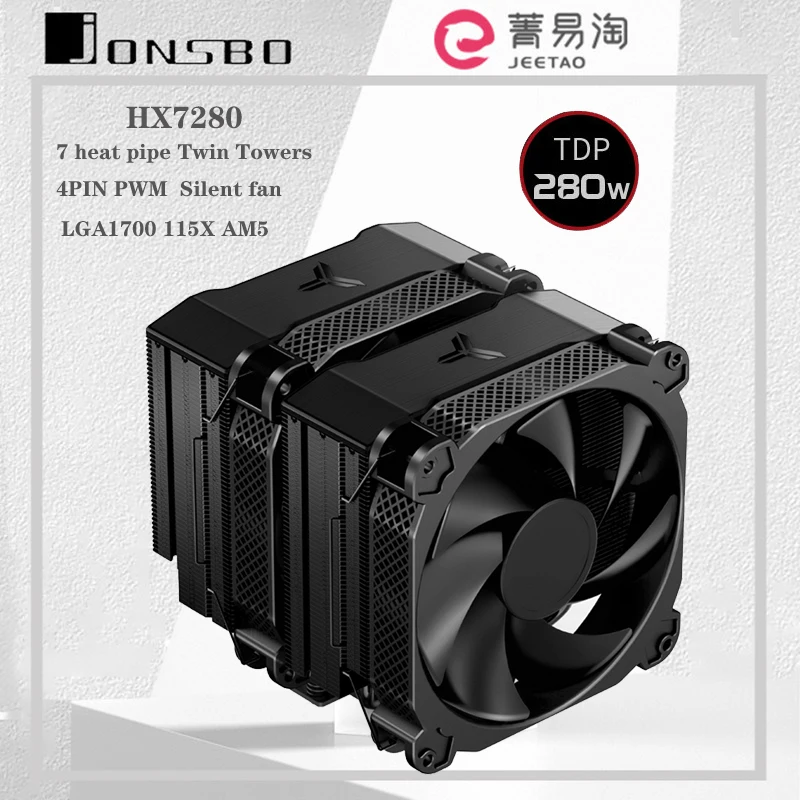 JONSBO-radiador refrigerado por aire HX7280 7 para PC de escritorio, ventilador silencioso de 14CM, Enfriador de CPU para LGA115x 1700 1200 2011 AM5