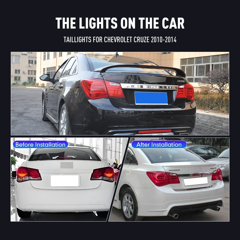 Pair Of LED Tail Lights For Chevrolet Cruze 10-14 DRL Reverse Brake Turning Signal Plug And Play Car Rear Tail Light Assembly