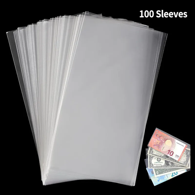 100pcs Clear Paper Money Album Banknotes Currency Collection Sleeves Protector Bag Bill Souvenir Banknote Note Collection Bag