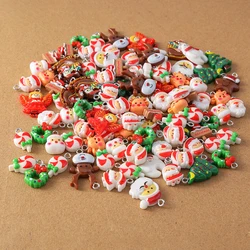 10pcs Cute Resin Christmas Elk Santa Claus Snowman Charms Pendants for Jewelry Making Earrings Necklace DIY Bracelet Accessories