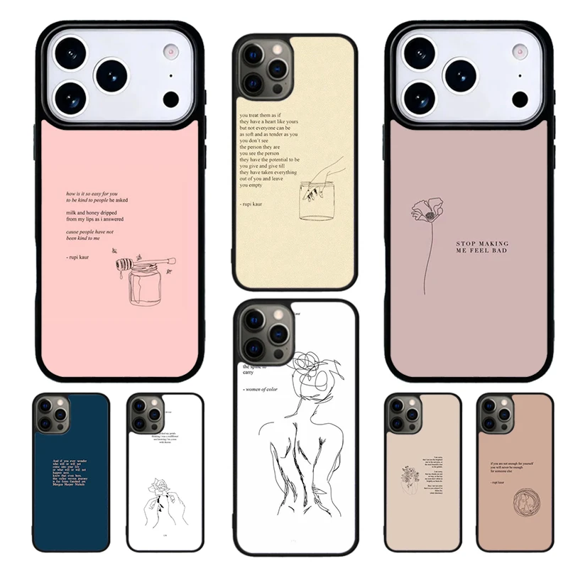 Coque de téléphone esthétique chic à motif poèmes minimalistes pour iPhone 17 16 15 14 13 12 11 Pro Max Plus 16E 17 Air – Housse souple