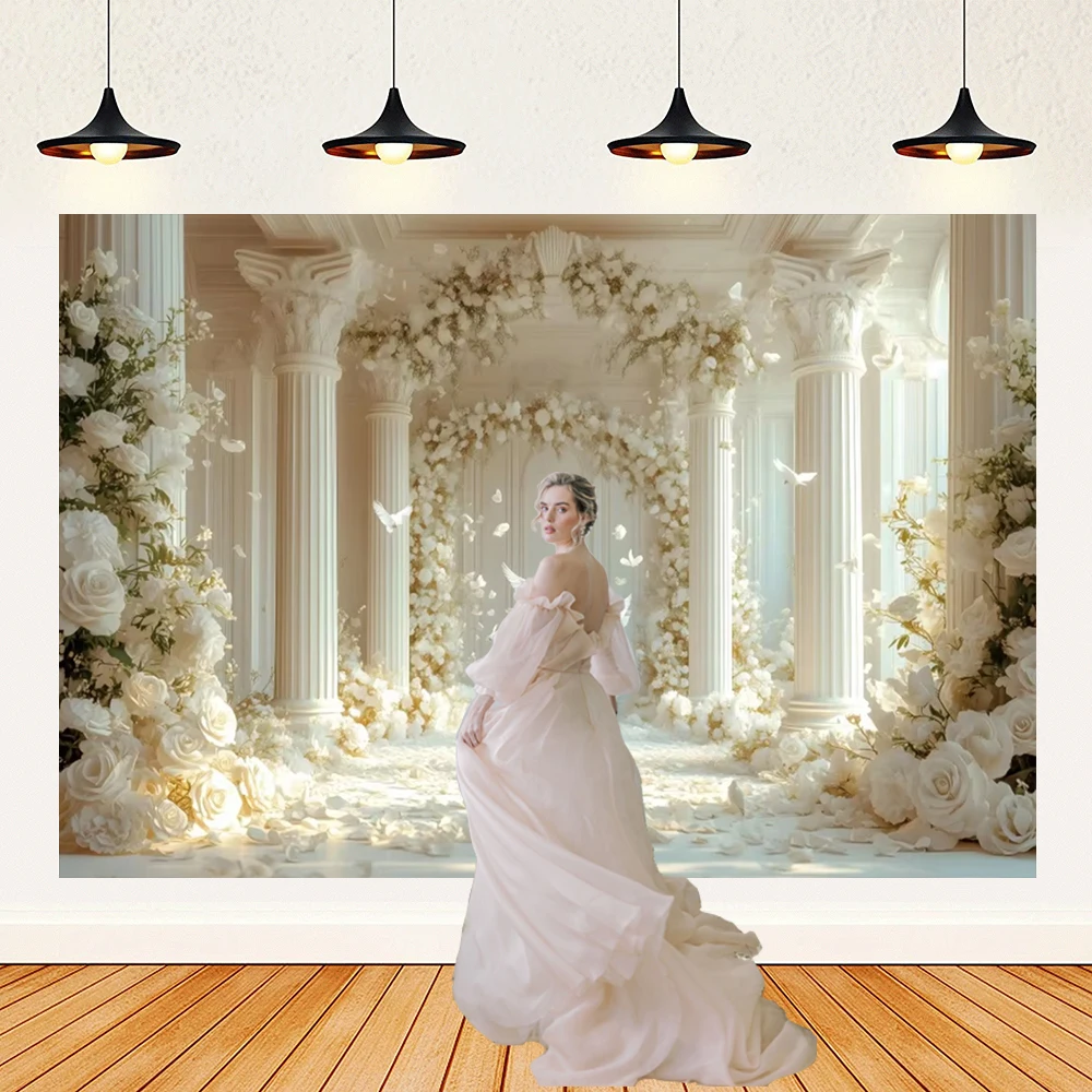 Floral Flower Romantic Wedding Arch Birthday Wedding Backdrop Girl Women Adult Art Portrait Photography Poster Wall Photo Studio