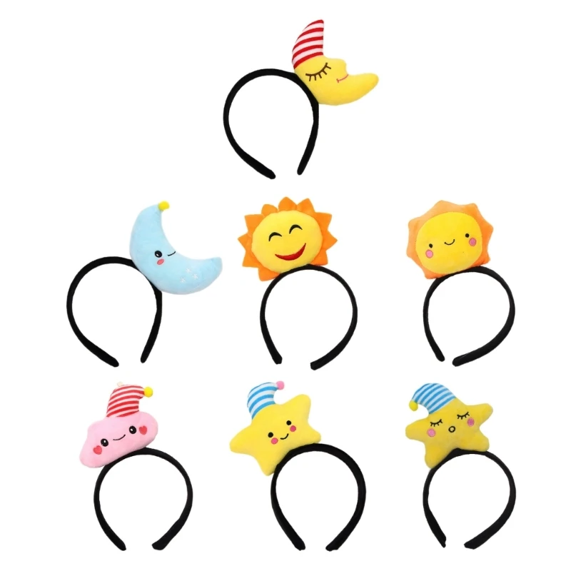 

Star/Moon/Sun Headbands Halloween Performances Plush Hairband for Animes Theme Gatherings Christmas Gift for Girls