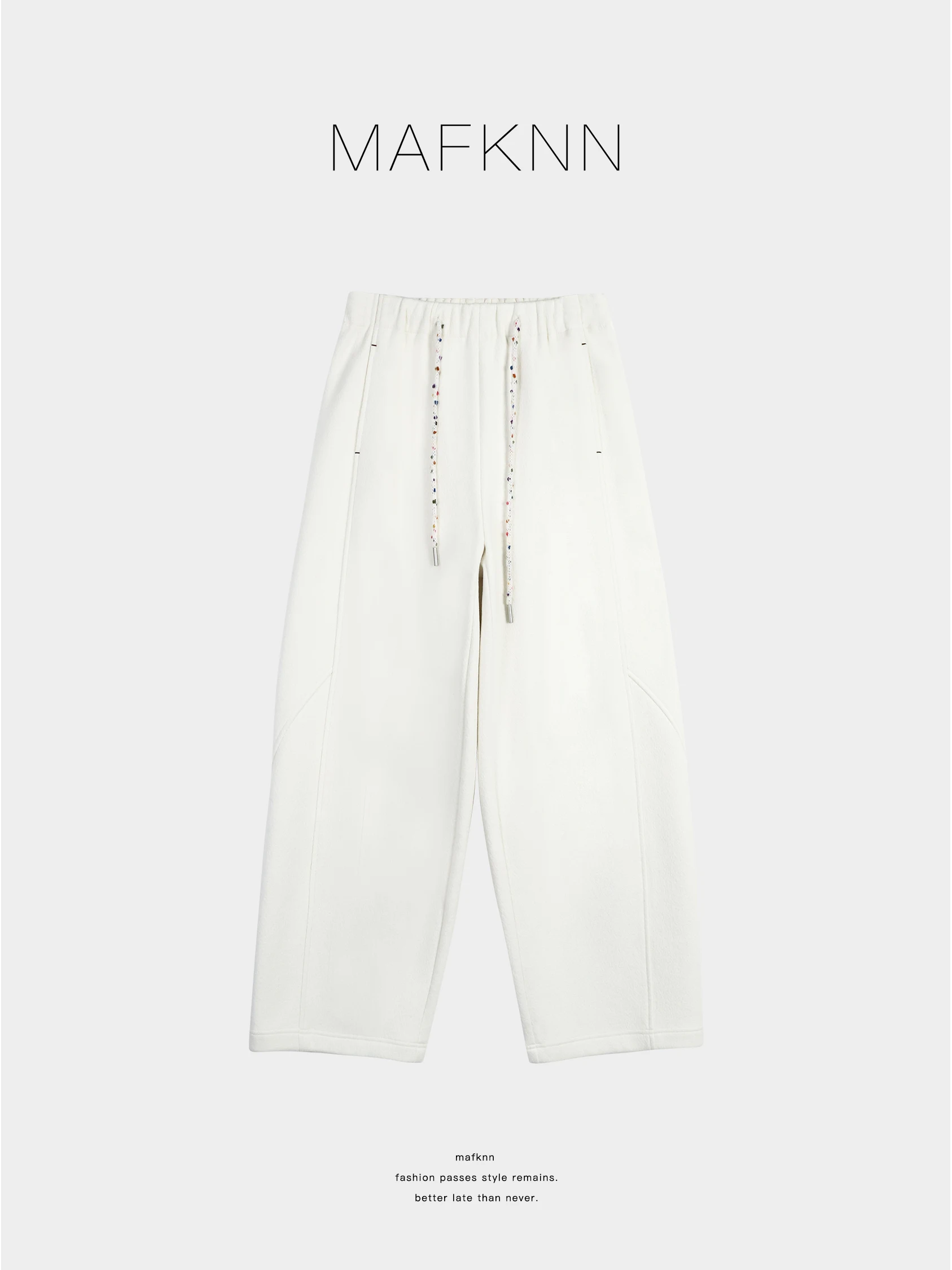 

Jiujie Private Collection plus Size Wool Blend Casual Pants Wide Leg Slimming Flos Polyester Fiber High Waist Straight Leg