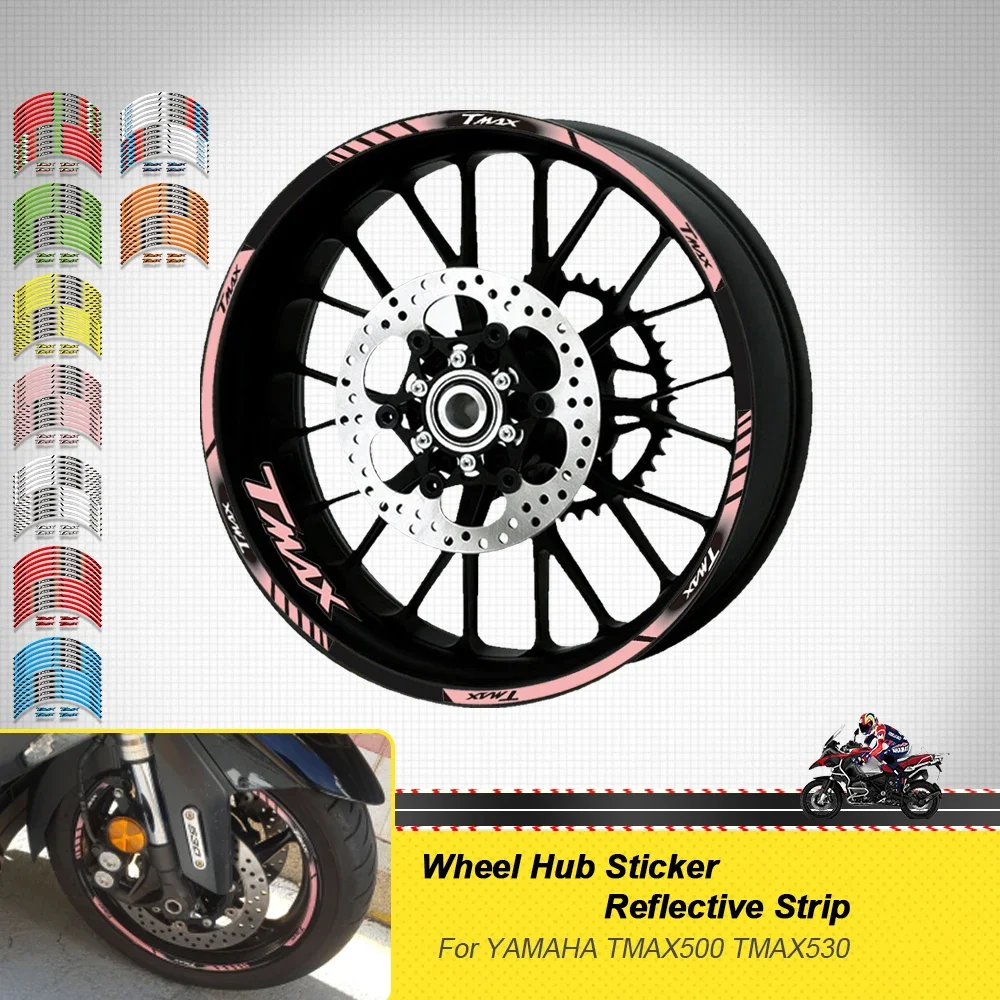 Accessories 15'' Wheels Reflective Stripes Stickers Rim Decal Tape Kit For Yamaha TMAX500 TMAX530 TMax560 T Max TMAX 500 530 560