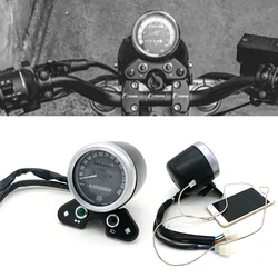 Motorcycle Retro Odometer Speedometer For Honda CG125 Cafe Racer Oil Gauge LED Signal Light Odometer Gear Display USB Charger