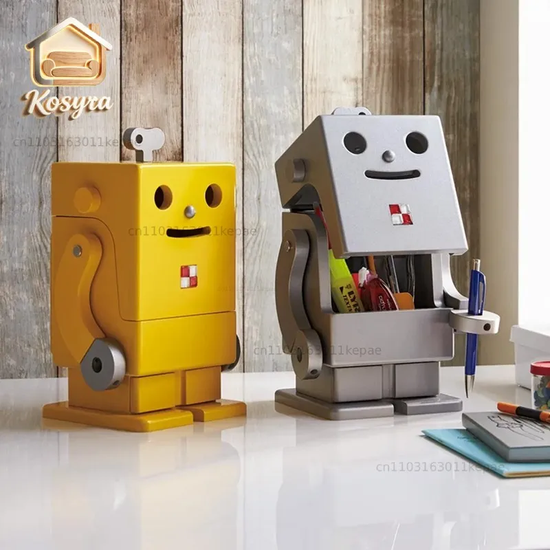 Small Mini Robot Stationery Storage Box Desktop Office Storage Cabinet Stylish Small Fresh Pen Holder Cute Drawer